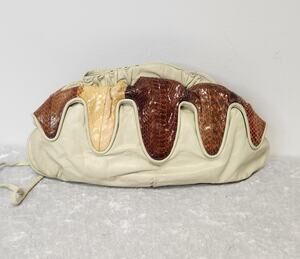 Vintage 7 Seven Handbags by Dimitri Womens Snakeskin Patchwork Crossbody Handbag